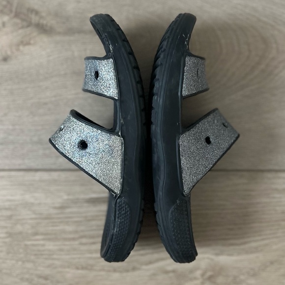 CROCS Classic Cross Strap Silver Glitter Slide size 7 - Picture 8 of 10